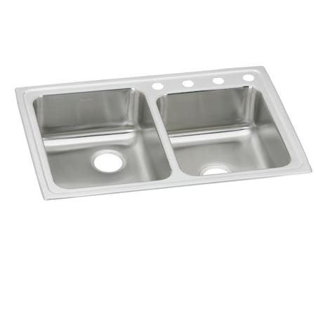 Elkay Pacemaker Stainless Steel 33 X 22 X 7-1/8 Offset Double Bowl Top Mount Sink PSR2504